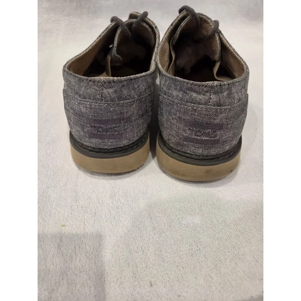 Toms Men Gray Slub Chambray Brogue Shoes Wingtip Canvas Oxford Lace Up Sz 10.5